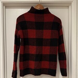 Christian Siriano Red/Black Plaid Knit Boucle Sweater Sz XS
